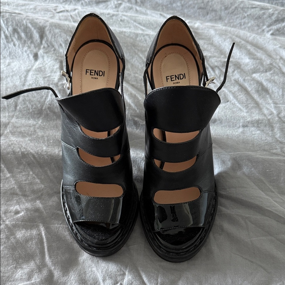Fendi Black Strappy Heels